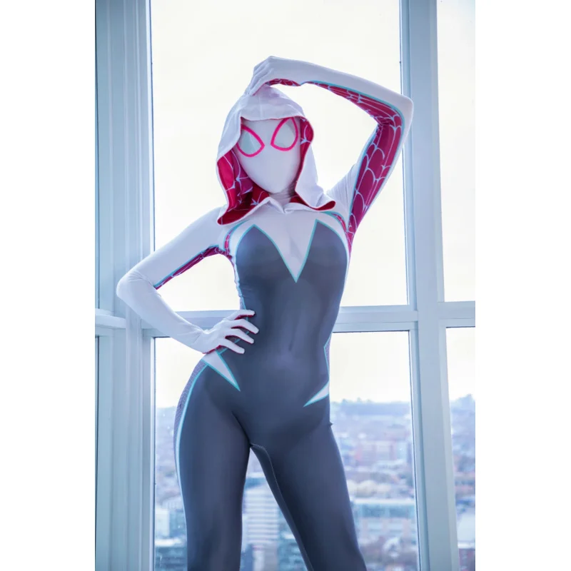 2025 Nová 3D tlač pre dospelé deti Gwen Stacy Halloween kostým Cosplay kostýmy Ženy kombinézy Party Party Spider Girl AA