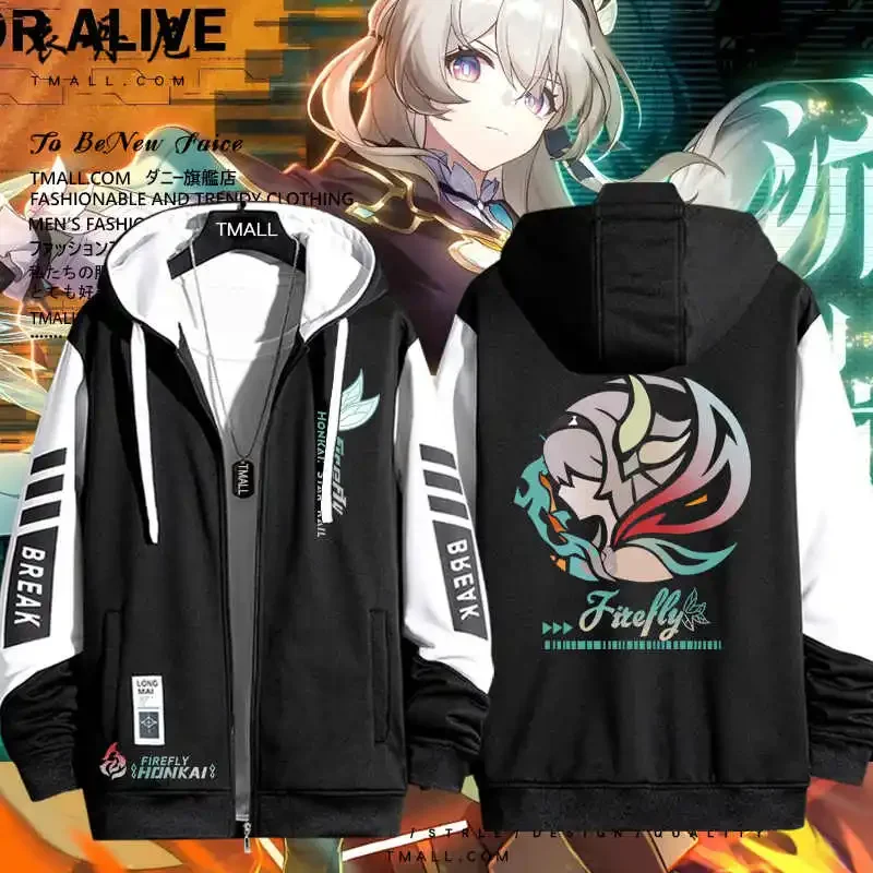 2025 Nová jarná jesenná hra Coat Game Honkai: Star Rail Firefly Print Jacket Zipper Hoodie Ženy Men módne študentské kapucňa s kapucňou