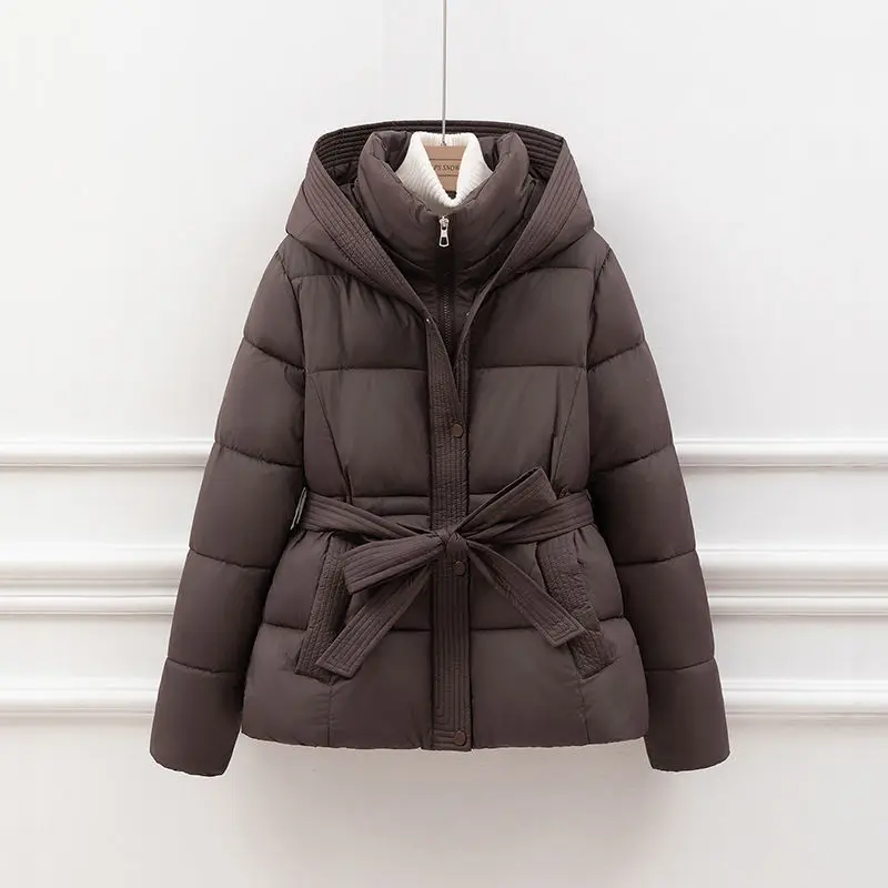 2025 Nová zimná bunda Ženy teplé parky s dlhým rukávom Tops Tops Casy Cotty Polded bundy Black Brown Hooded Outwear Žena