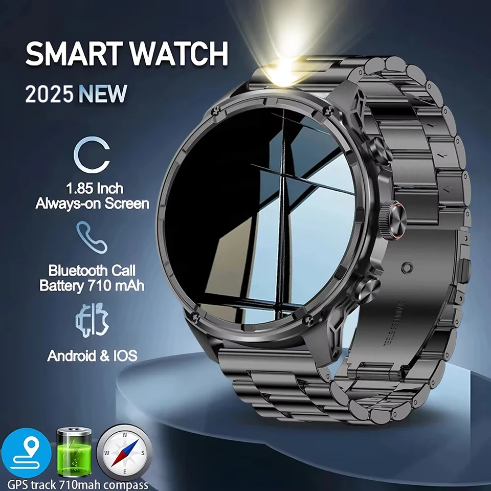 2025 Nové 1,85-palcové Ultra HD Smart Watch GPS Track Bluetooth Call 710 MAH Veľká batéria Sports Fitness Smartwatch pre Android iOS