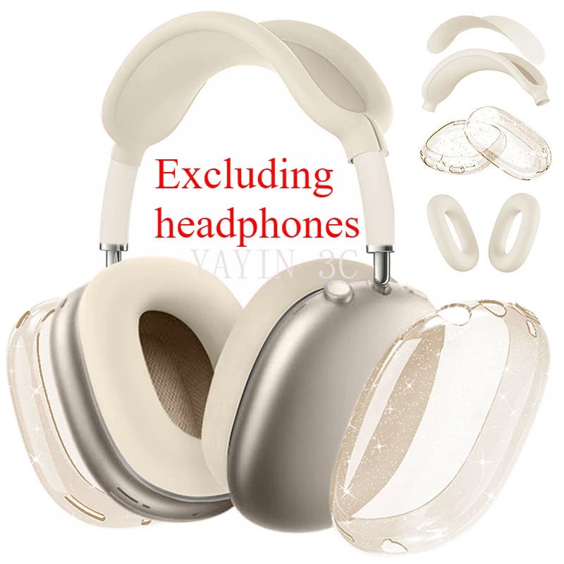 2025 NOVÉ AirPods Max/2 Starlight Color Silikone Ochranný kryt TPU TPU TRUSPALENT ŠTVRDNÝ oblek proti pádu a prach