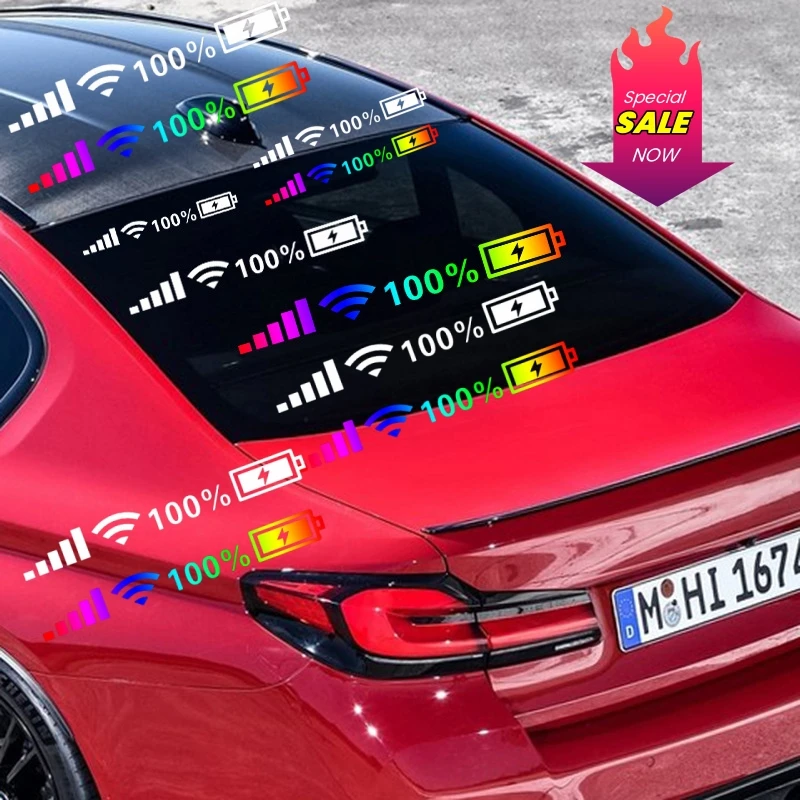 2025 Nové auto Vinyl reflexné nálepky WiFi na úrovni batérie Signálne nálepky dekorácie auto vtipné nálepka pre automatické výzdobné doplnky