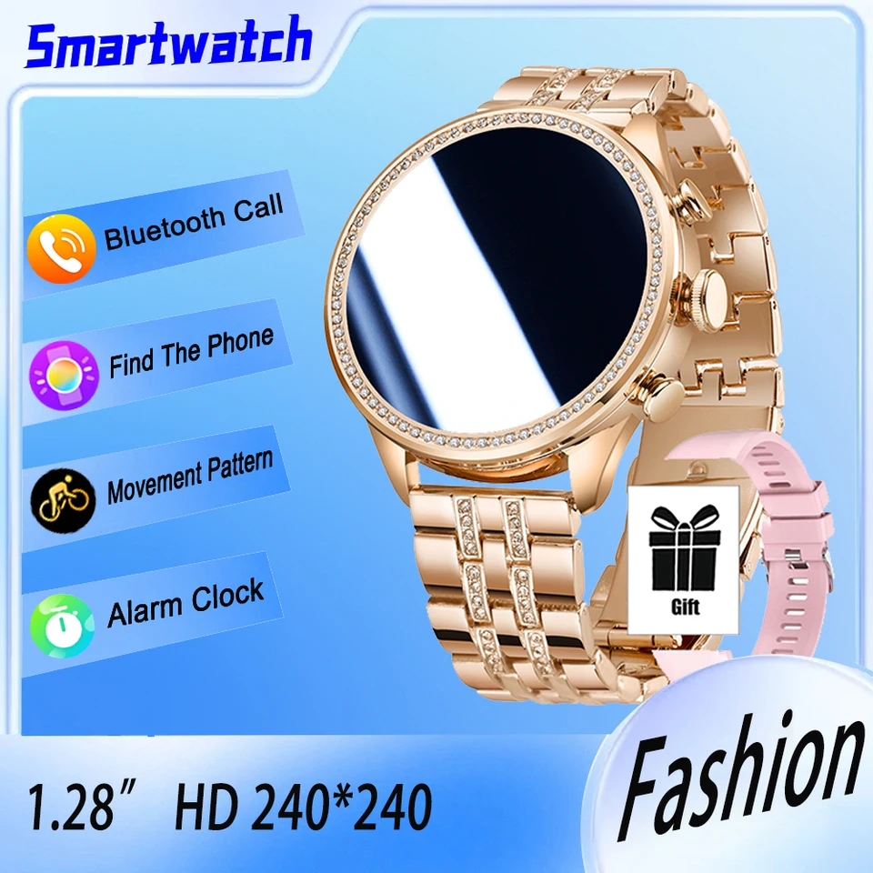 2025 Nové dámy SmartWatch Ladies 1.28 HD 240*240 Bluetooth Call Personalizovaný životný štýl Sports Health Monitor srdcový rytmus Wacth Feminino