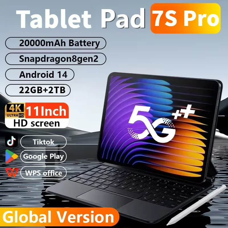 2025 Nové originálne globálne vydanie Pad 7S Pro Tablet PC Snapdragon 8Gen2 HD 4K 20000MAH 22 GB+2TB 11 palcov 5G Tablet Dual SIM WiFi Tablet