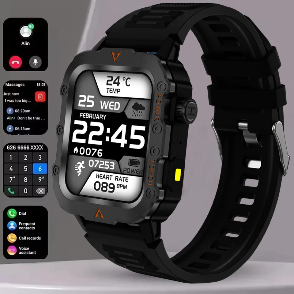 2025 Nové pre Xiaomi Outdoor Military Men's Smart Watch Bluetooth Talk Sports Fitness srdcová frekvencia Monitor Smartwatch Android iOS