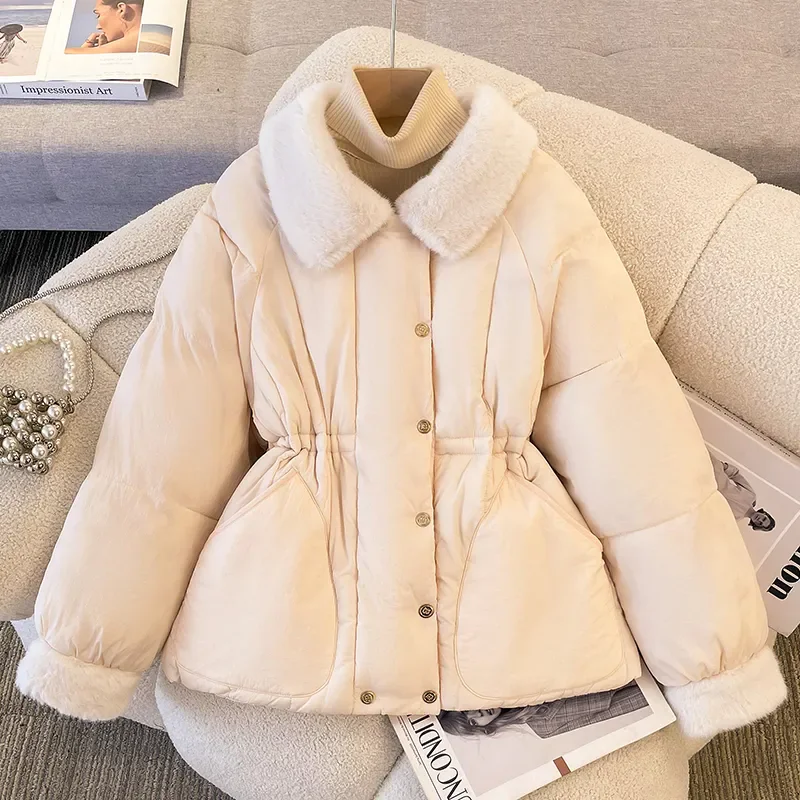 2025 Nové zimné kabáty Ženy Teplé parky s dlhým rukávom Topy Tops Casy Cotton Polded Batchets Black Khaki Outwear Female Clothes