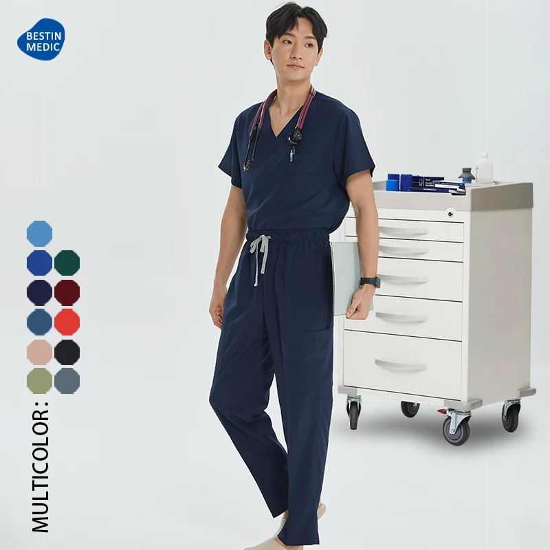 2025 Noví muži Medical Uniform Scet Sety Dámske Vysokové panne Vrchné nohavice Hospital Doctor Outfit Outfit Dental Nursing Slim Suit S23