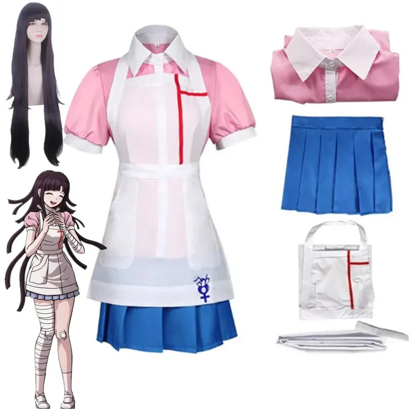 2025 Nový anime Danganronpa Cosplay kostým Mikan Tsumiki Dreses Days Maid Uniforma plné súpravy Halloween Carnival Clothes ABC