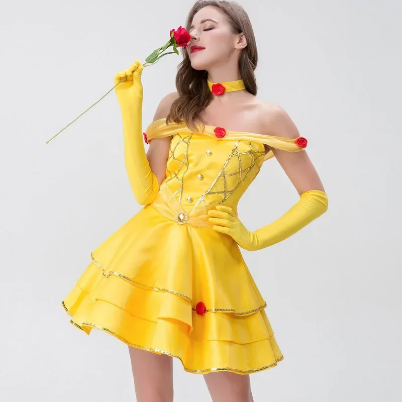 2025 Nový cosplay dospelý Belle Princess Costume Stage Clothing ABC