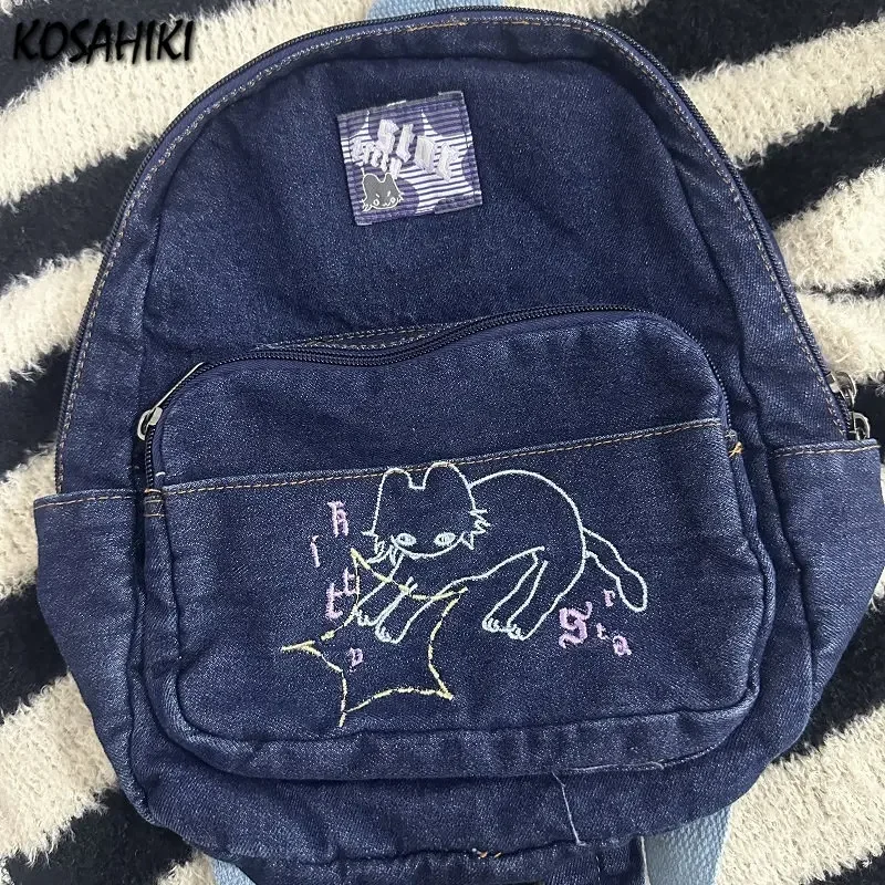 2025 NOVÝ DENIM Kórejský všetci zápasové tašky Kawaii Ženy Študenti Vintage trendové batohy y2k estetické karikatúry preppy kabelky