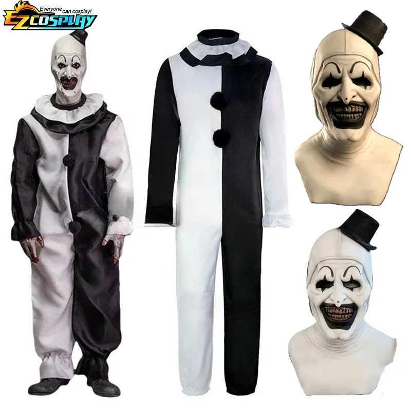 2025 Nový film Terifier 2 Art The Clown Cosplay kostýmov kombinézy Halloween kostýmy maska ​​pre mužov ABC