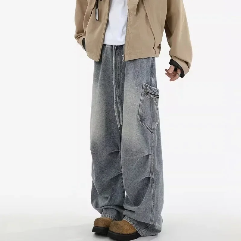 2025 NOVÝ High Street Skladané džínsy Pánske vrecko Pánske vrecko Priame džínsové džínsové pantalony hombre hip hop módne baggy y2k Jean