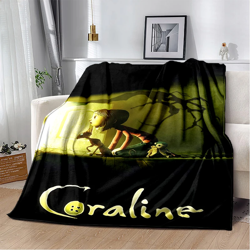 2025 Nový hororový karikatúra Coraline Gift Soft Flanel Prikrývku, Hodnote prikrývku Pohodlnú prikrývku pre postele Pohovka Domáca spálňa Kids