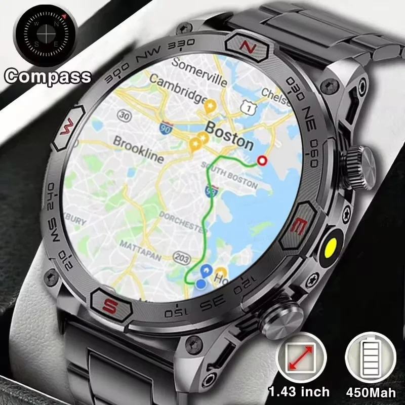 2025 NOVÝ OUTHOOR Vojenské GPS inteligentné hodinky Men amoled HD SCREE srdcový rytmus Krvný tlak Bluetooth volajú vodotesné inteligentné hodinky