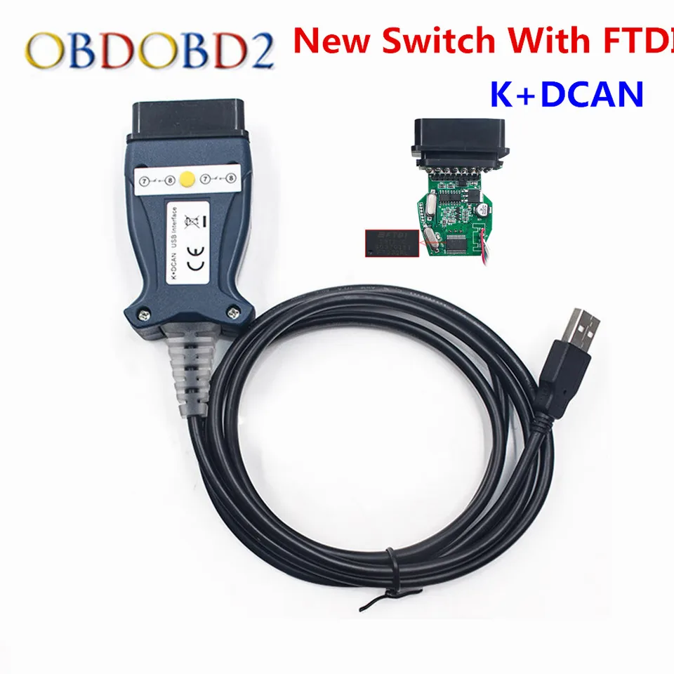 2025 Nový prepínač pre BMW K DCAN K+Can FTDI Full Chip OBD2 Diagnostický kábel InPA kompatibilný pre sériu BMW
