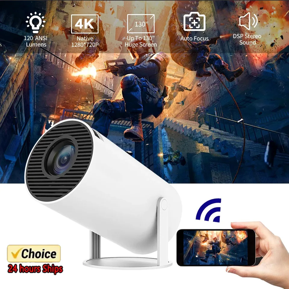 2025 Nový projektor HY300 PRO 4K Android 11 DUAL WIFI6 260ANSI ALLWINNER H713 BT5.0 1080P 1280*720p HOME CINEMA OUTDORODOU