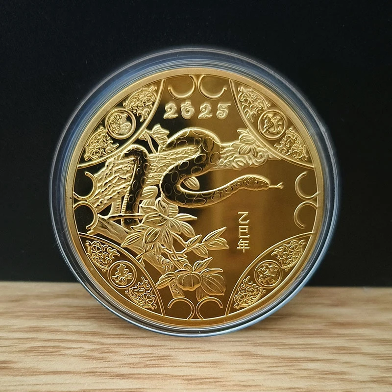 2025 Nový rok hadí pamätný mince Čínske medaily Zodiac 3D RELEF COINS Collectiblie