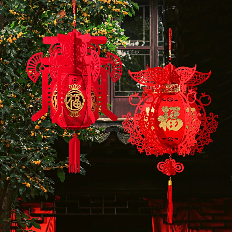 2025 Nový rok Red Lantern prívesok netkanej postavy Fu Závesné ozdoby na svadobnú hostinu Čínsky jarný festival dekor