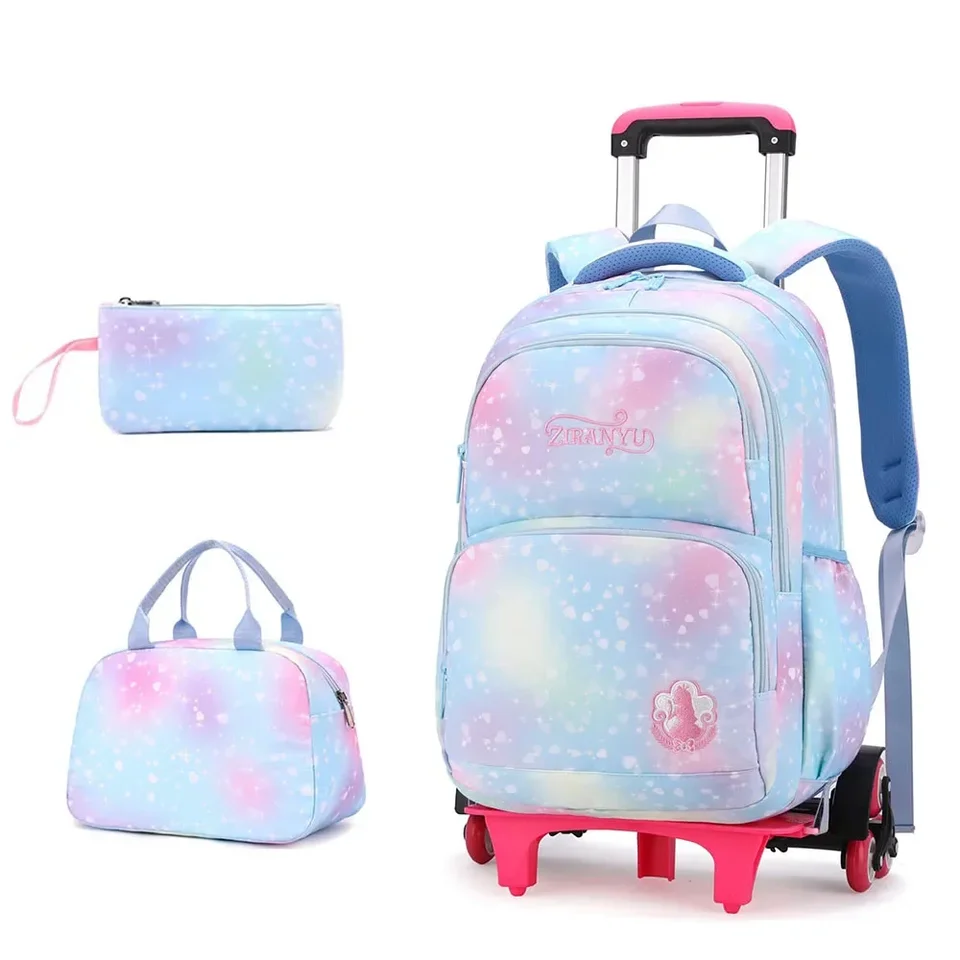 2025 NOVÝ TROLLEY BATECKACK ŠTUDENTY ŠTUDENTOV VATY Rolling Bookbag Cute Girls Back Pack s kolesami
