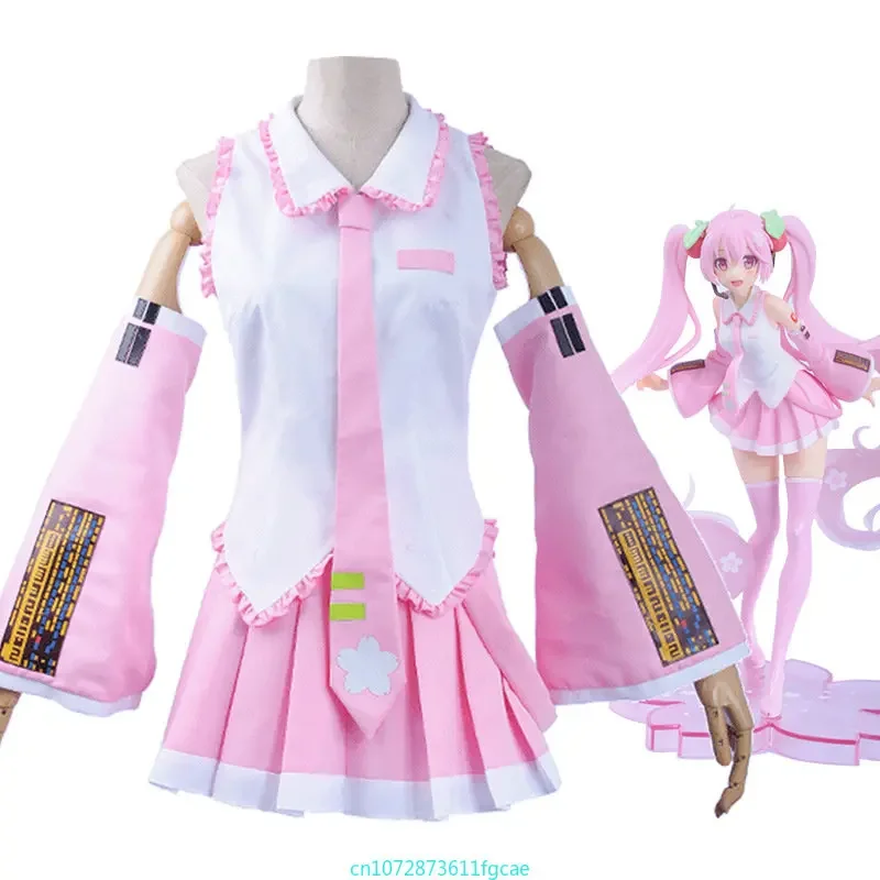 2025 Nový začiatočník Future Sakura vokalid miku ružové midi šaty Cosplay kostým dievča sukňu parochň
