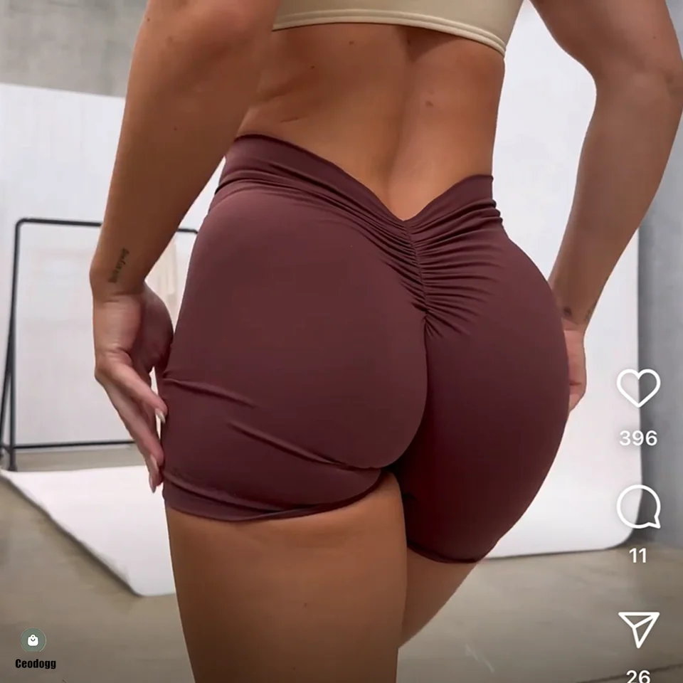 2025 Nylon Back V Butt Yoga Shorts Ženy Vysoký pás Fitness Cvičenie telocvične bežecké legíny nohavice jogging atletické opotrebenie