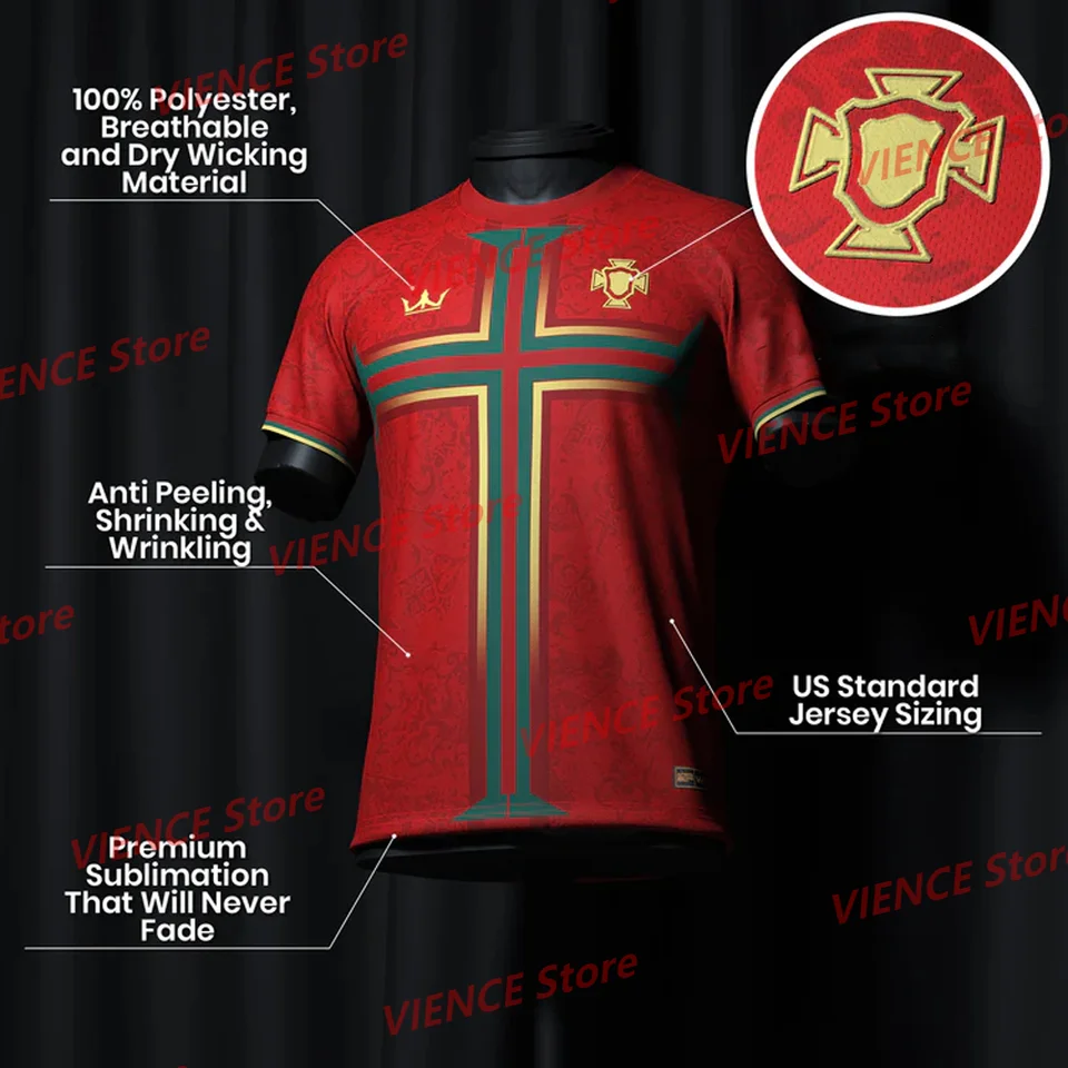 2025 Portugalsko Špeciálna nová súprava AI Design CHATGPT Classic Red and Black Football košeľa CR7 Ronaldo futbal dospelých