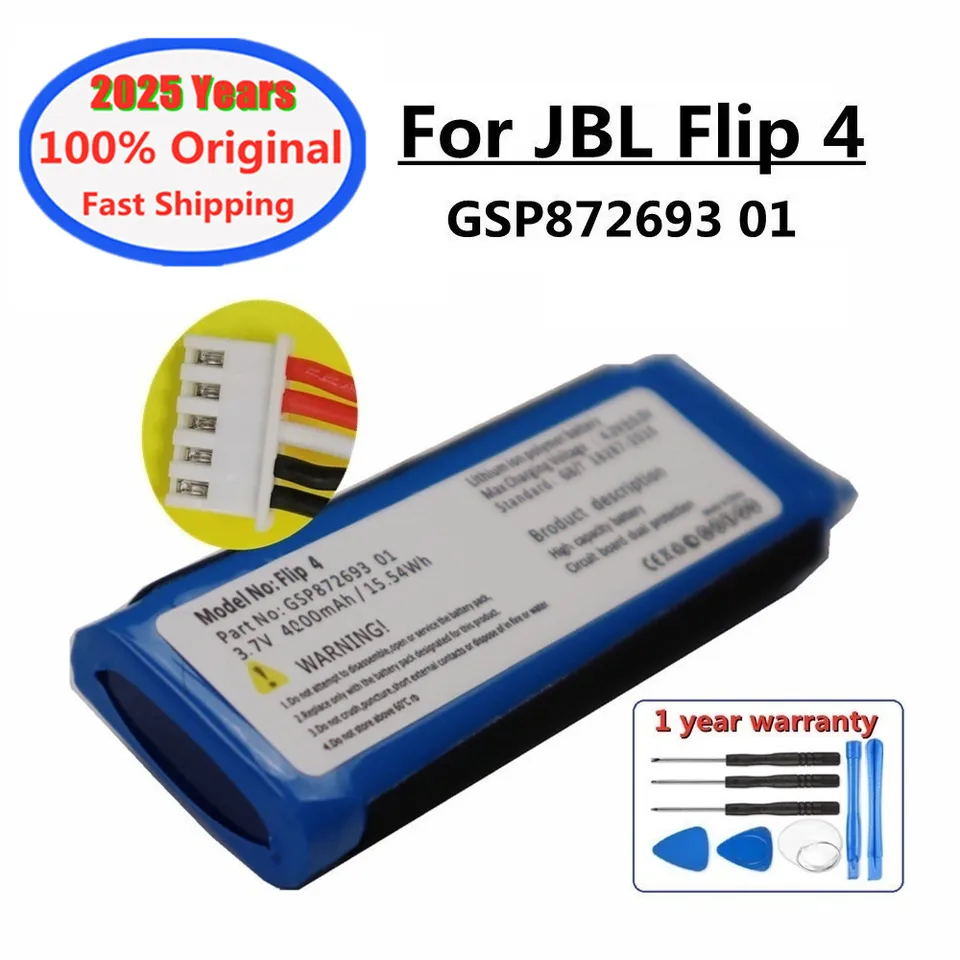 2025 rokov originálna bezdrôtová batéria reproduktora Bluetooth pre JBL Flip 4 Flip4 GSP872693 01 4000 mAh Nabíjateľná batéria na sklade