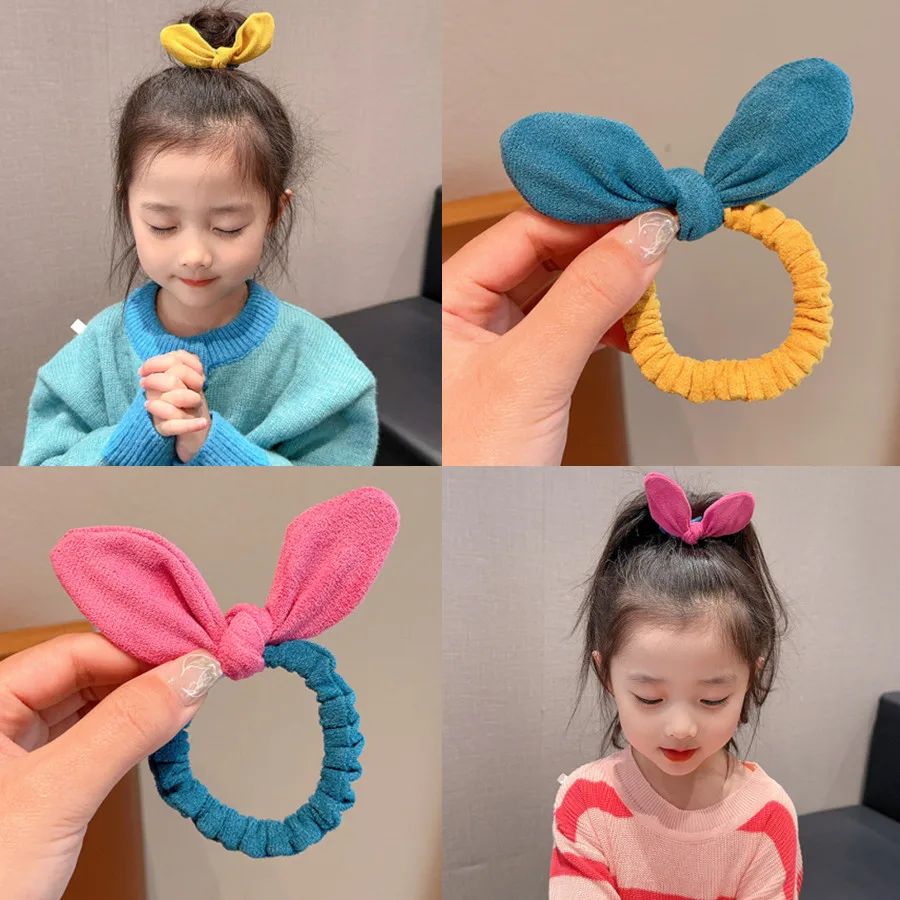 2025 Roztomilé králičie uši scrunchies Detrá Dievčatá Darček Elastické gumové gumové pásy Doplnky kravaty kruhový prsteň lano pokles hlavy poklesy hlavy hlavy