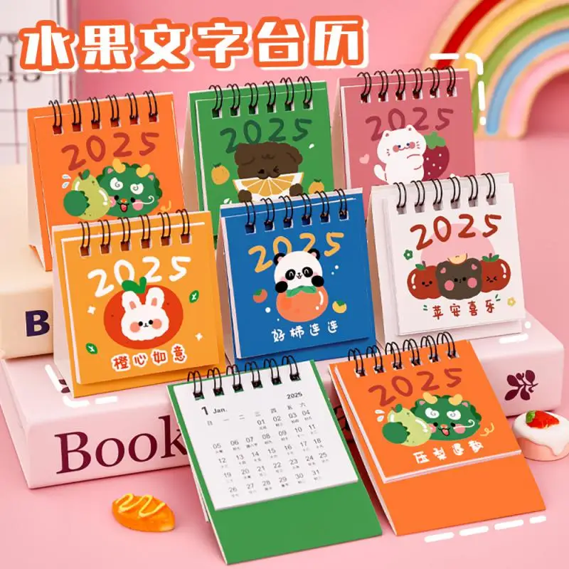 2025 Roztomilý karikatúra Small Desk Calendar Creative Office Desktop Calendar Dual Daily Daily Mini Memo Calendar Learner Plánovač