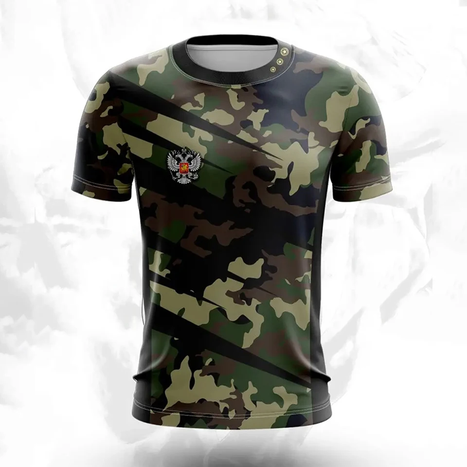 2025 Ruská vlajka Pánske tričko Camouflage armáda 3D tlač Národná sláva módne tričko pre mužov Street Top Top Tee s krátkym rukávom