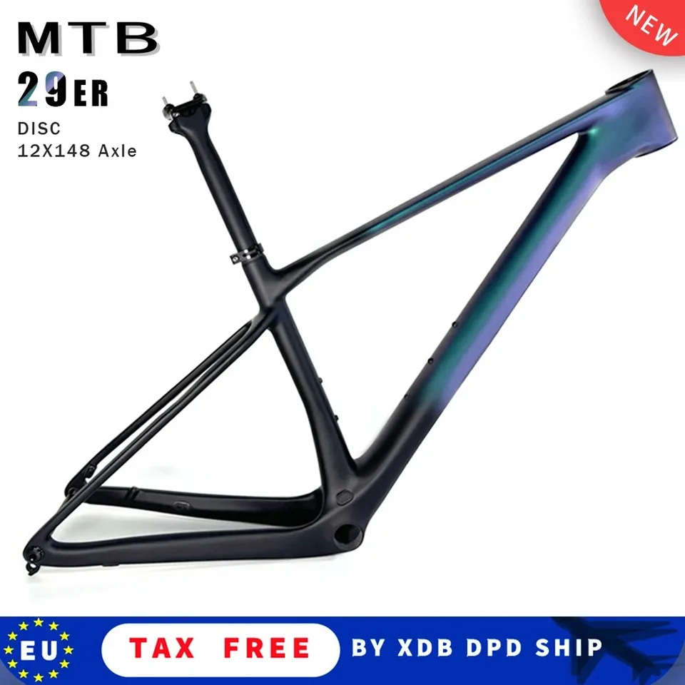 2025 Rám z bicyklového bicykla Carbon Mountain MTB Rám 29 palcov Interný smerovací disk 12x148 Nápravy High Quanlity MTB Rámec bicyklov