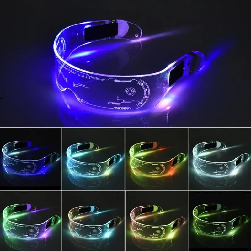 2025 Sense of Future Science Technology LED žiarivé okuliare INS Populárne punkové okuliare Party vianočné farebné svetlé odtiene deco