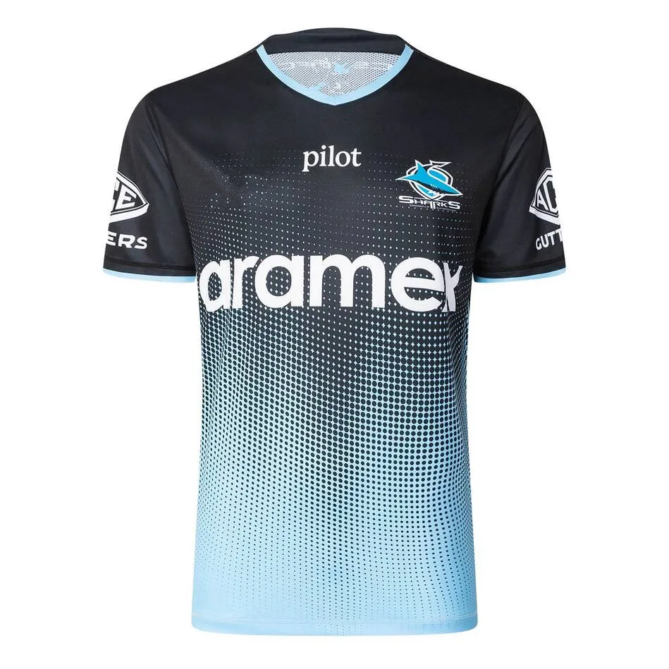 2025 Sharks Men's Training Tee Blk Rugby Jersey Veľkosť: S-5XL