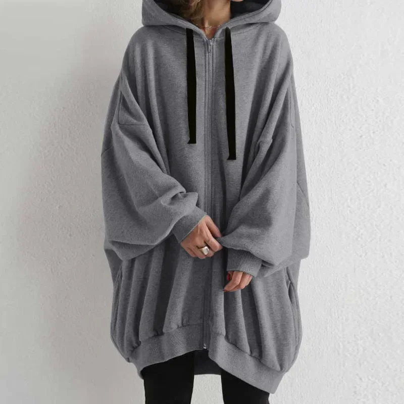 2025 Spring Dámsky kabát Čierna kapucňa šnurovanie vreciek s dlhým rukávom Loose Loose Jacket Hoodies Female Winter Trendy Príležitostné dámske oblečenie