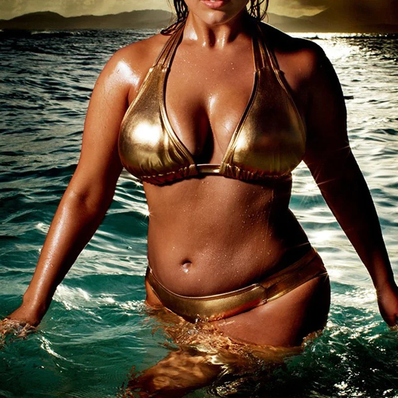 2025 Super sexy ženy zlaté bikiny set plavecký oblek plavky Brazília plus veľkosť 4xl plavky Spodné bikiny bikiny