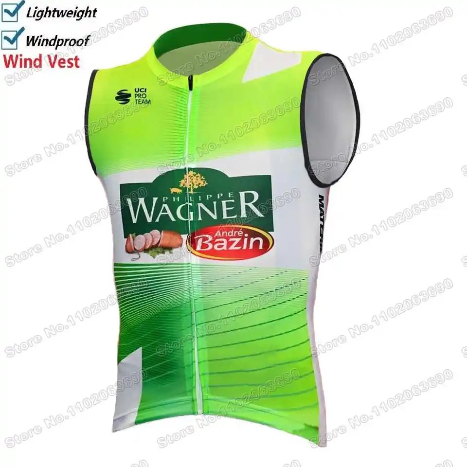2025 Team Wagner Bazin WB Cycling vesta Windproof Men Cycling Jersey Jersey bez rukávov bez rukávov Windbreaker MTB Bicycle Clothing