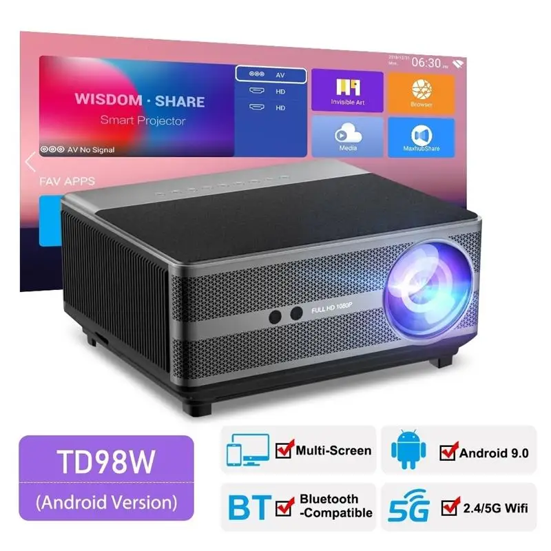 2025 Thundal Full HD 1080p Projector TD98 WiFi LED LED 2K 4K Video filmový film TD98W Android Projector PK DLP domáce kino