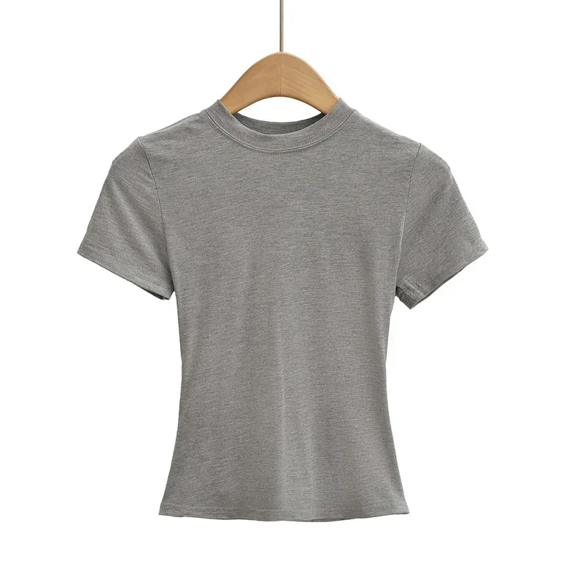 2025 Vysoko kvalitné dievča neformálne tričko Sexy štíhle krátke rukávy módny trend Solid Women Clothing Tops Tops Sportswear