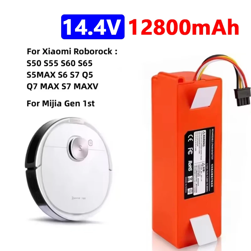 2025 Výmena batérie pre Xiaomi Roborock, robotický vysávač, S55, S60, S65, S50, S51, S5 Max, S6 Parts, 14,4V, 12800 mAh