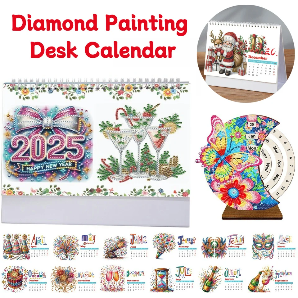 2025 Špeciálny tvarový šálka Diamond Diamond Diamond Calendar pre obývaciu izbu spálne