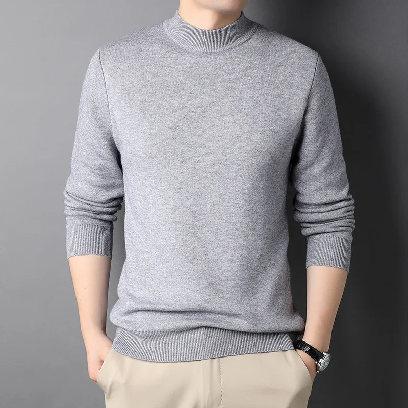 20257 Štýl Brand nových mužov kašmíru sveter Half Turtleneck Men Sweaters Pletit Pulloves pre mužskú mládež Slim Knitwear Man Sweater