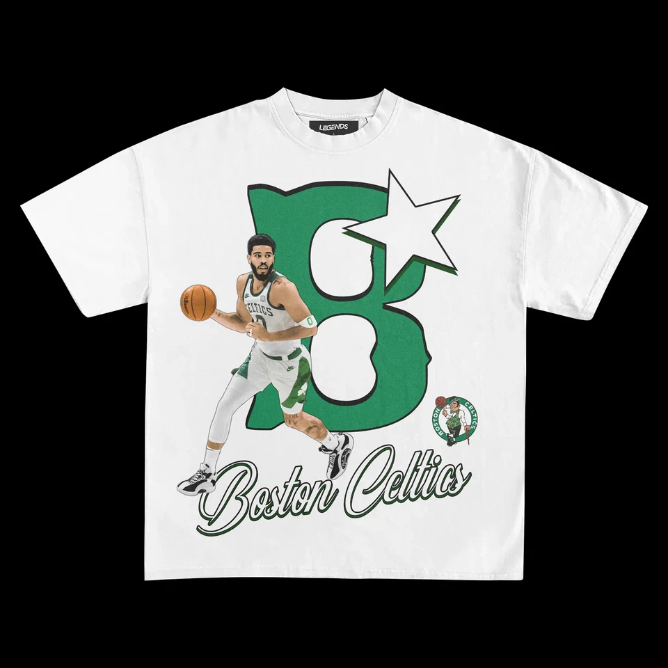 2025boston Celtics basketbal tričko Nové vinobranie tlačené americké tričko posádka krku Krátky rukáv pre mužov a ženy