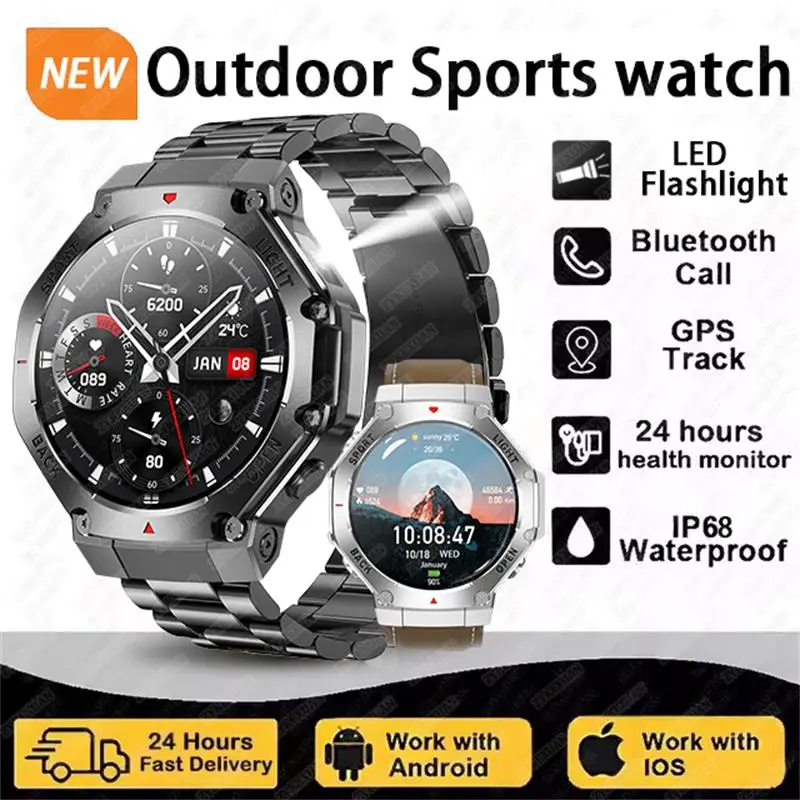 2025NEW Outdoor Sport Smart Watch AMOLED SCREE GPS Tracker Bluetooth Call Health Waterproof LED LED baterka Smartwatch Men ženy