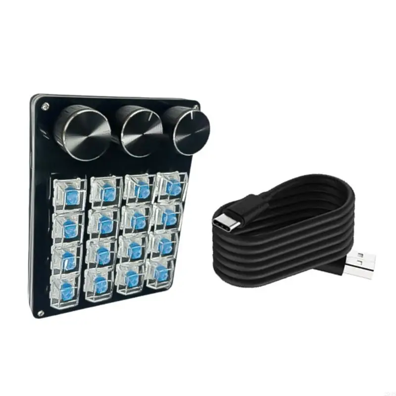 203b 16Key Mechanická makro klávesnica s personalizáciou gombíka, horúce výmenné prepínače pre hráčov a programátorov Professional