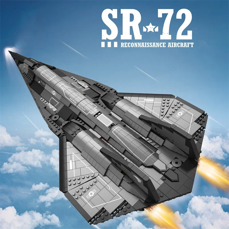 2071pcs SR-72 Supersononic Jet Fighter Building Blocks Repareissance Model Aircraft Model tehly Desktop Display pre deti pre domácich majstrov