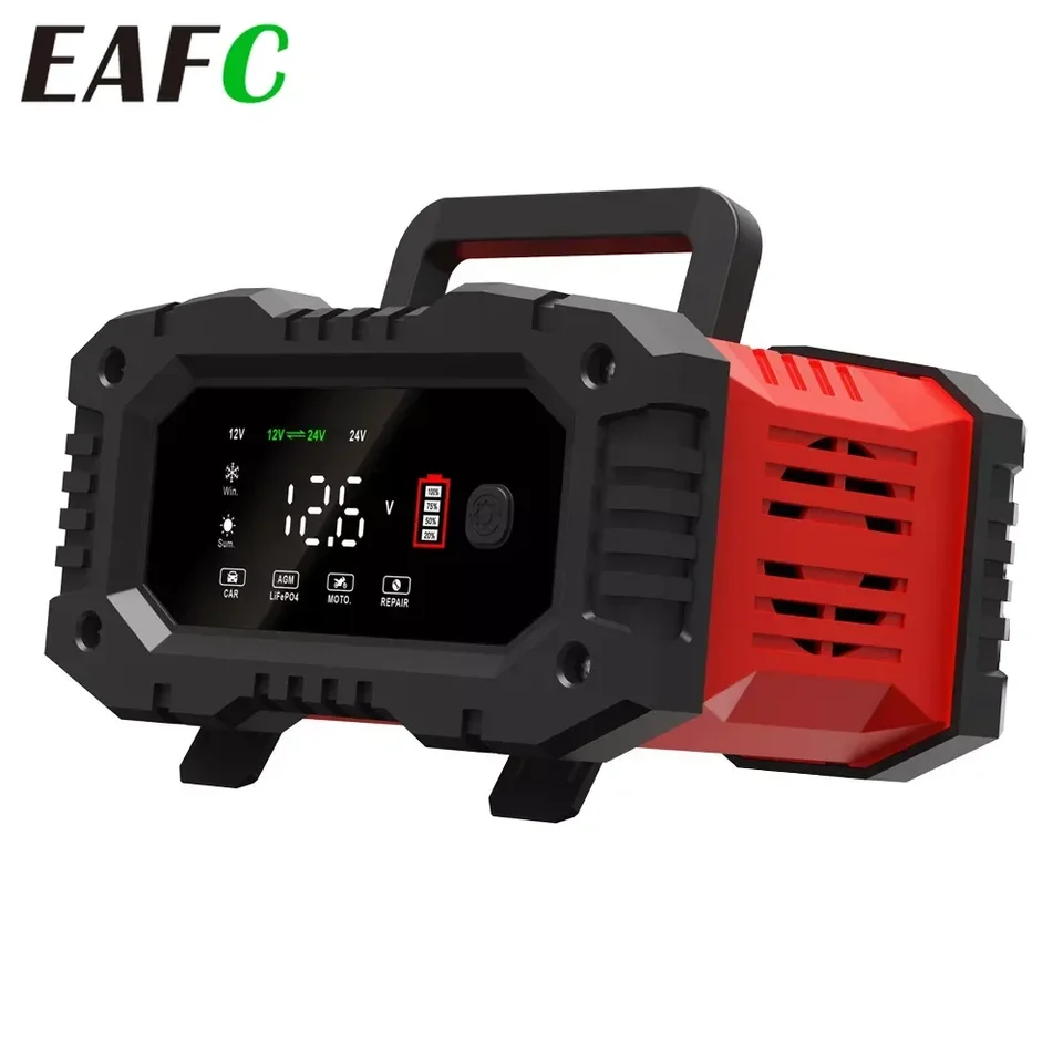 20A 10A 5A Plne automatická nabíjačka batérií 7 fáz 12 V/24 V Intelligentná údržba nabíjačky na nabíjačku pre opravu olovených kyselín AGM LIFEPO4