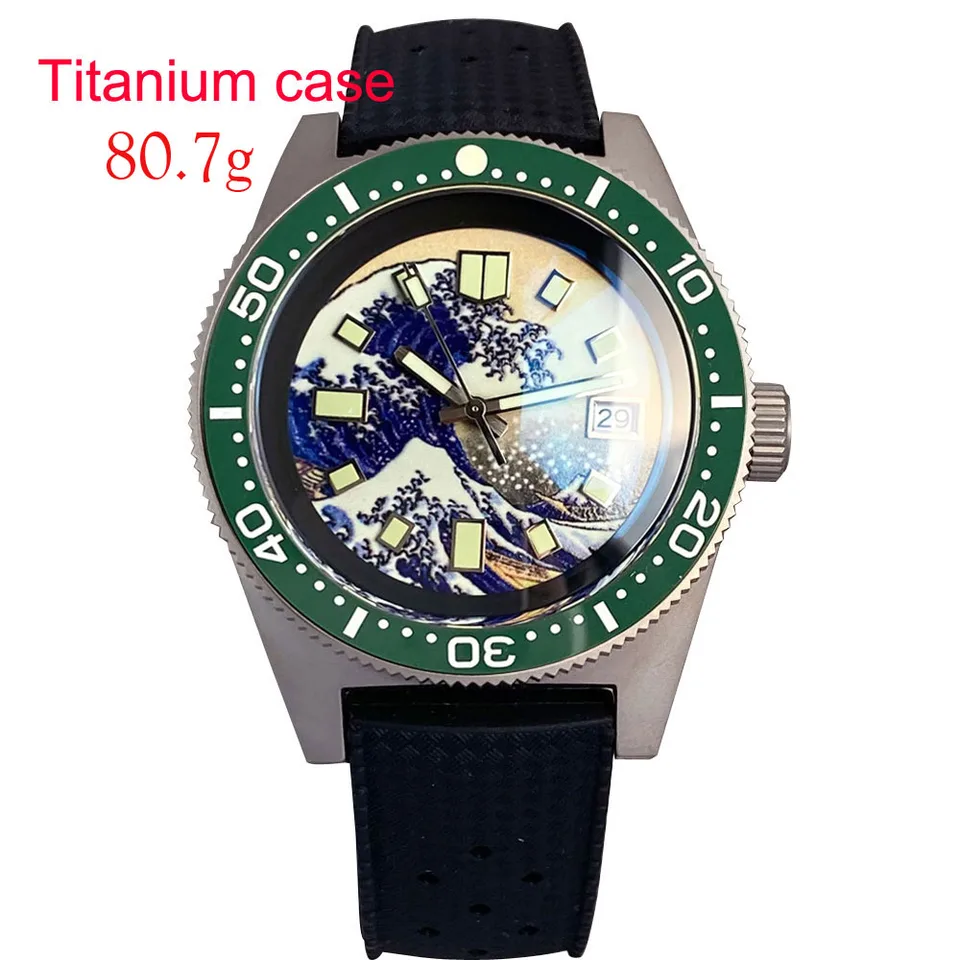 20BAR DIVE Skutočný titán 62 MECHANICKÝ MEN MÁ MENCOM SLEDOVAŤ S NH35 DOME SAPPHIRE GLOSE 120 CLACKS RÁM 41 mm oceľový náramok LUMINE