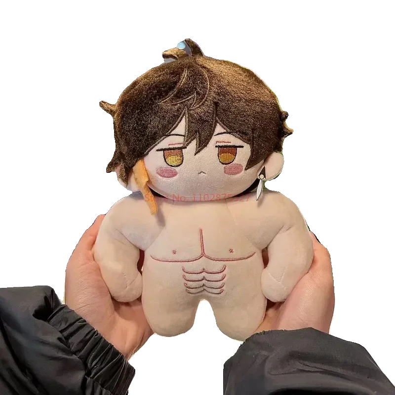 20cm Genshin Impact Zhong Li Funny plnené svalové svalové svalové plyšové bábiky Akčná figúrka hračky Zbierka Periférií narodeniny darček