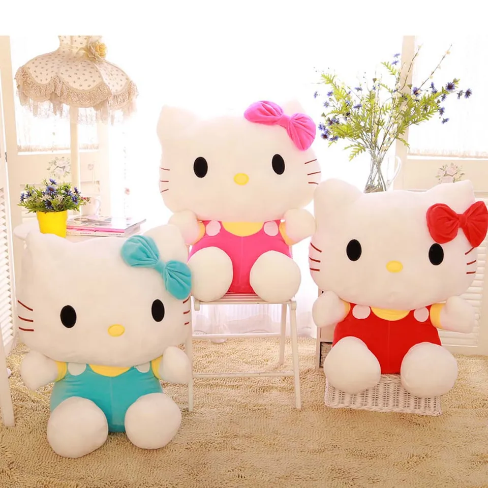 20cm Hello Kitty Plys Hračky roztomilé Sanrio Movie Kt Cat Peluche Dolls Soft Smadsed Kawaii Hello Kitty Toy Baby vianočný darček