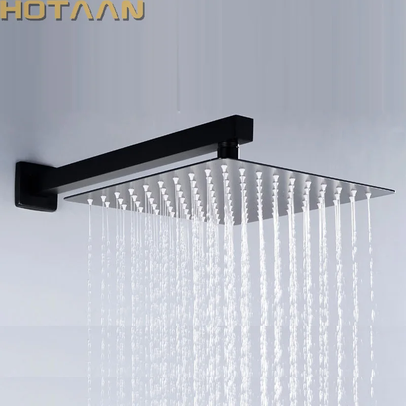 . 20cmx20cm čierna dažďová sprcha ultra tenká dažďová sprcha hlava s pažou a Chuveiro Ducha 40cm Arm.Accessorie Banheiro